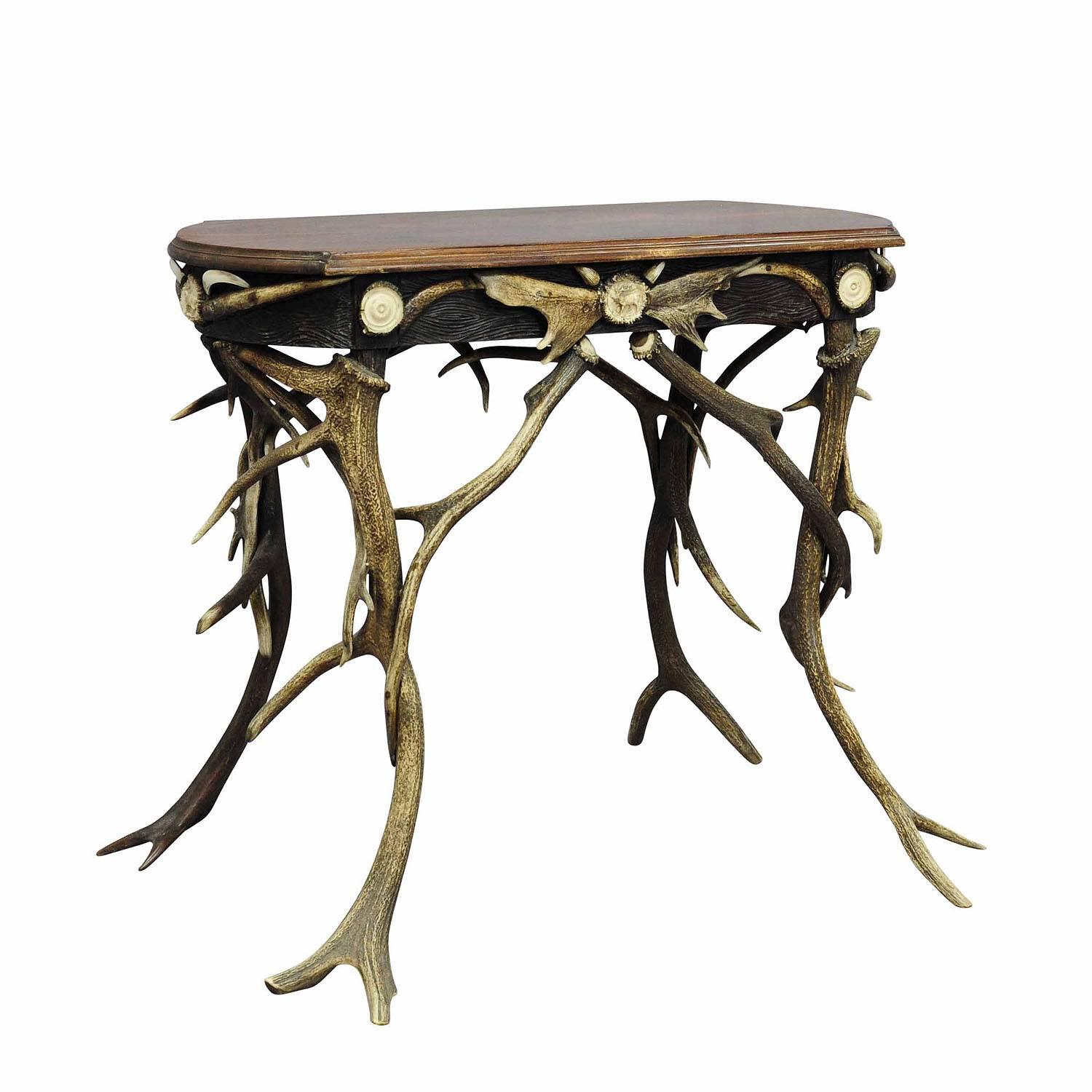 Superb Antler Side Table with great Decorations, circa 1890