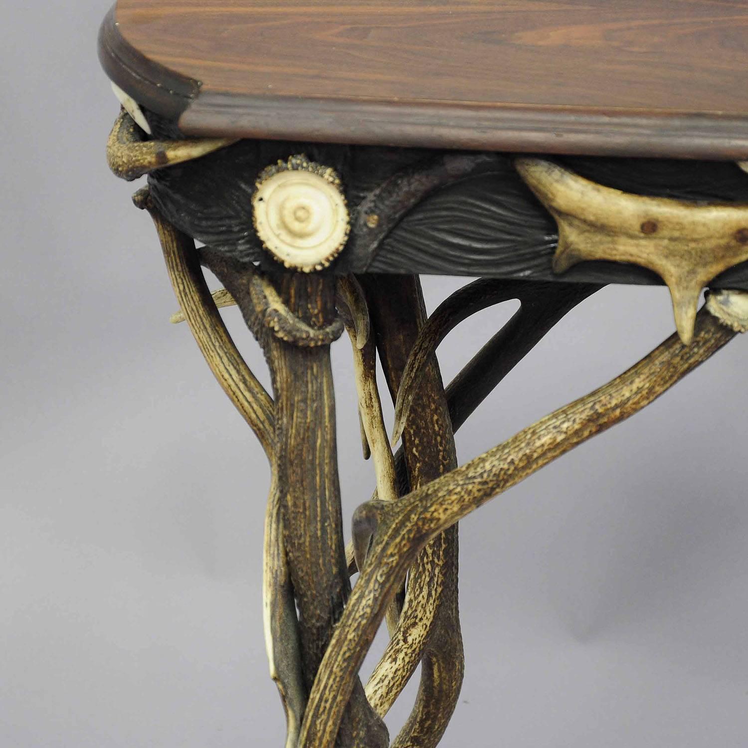 German Superb Antler Side Table with great Decorations, circa 1890