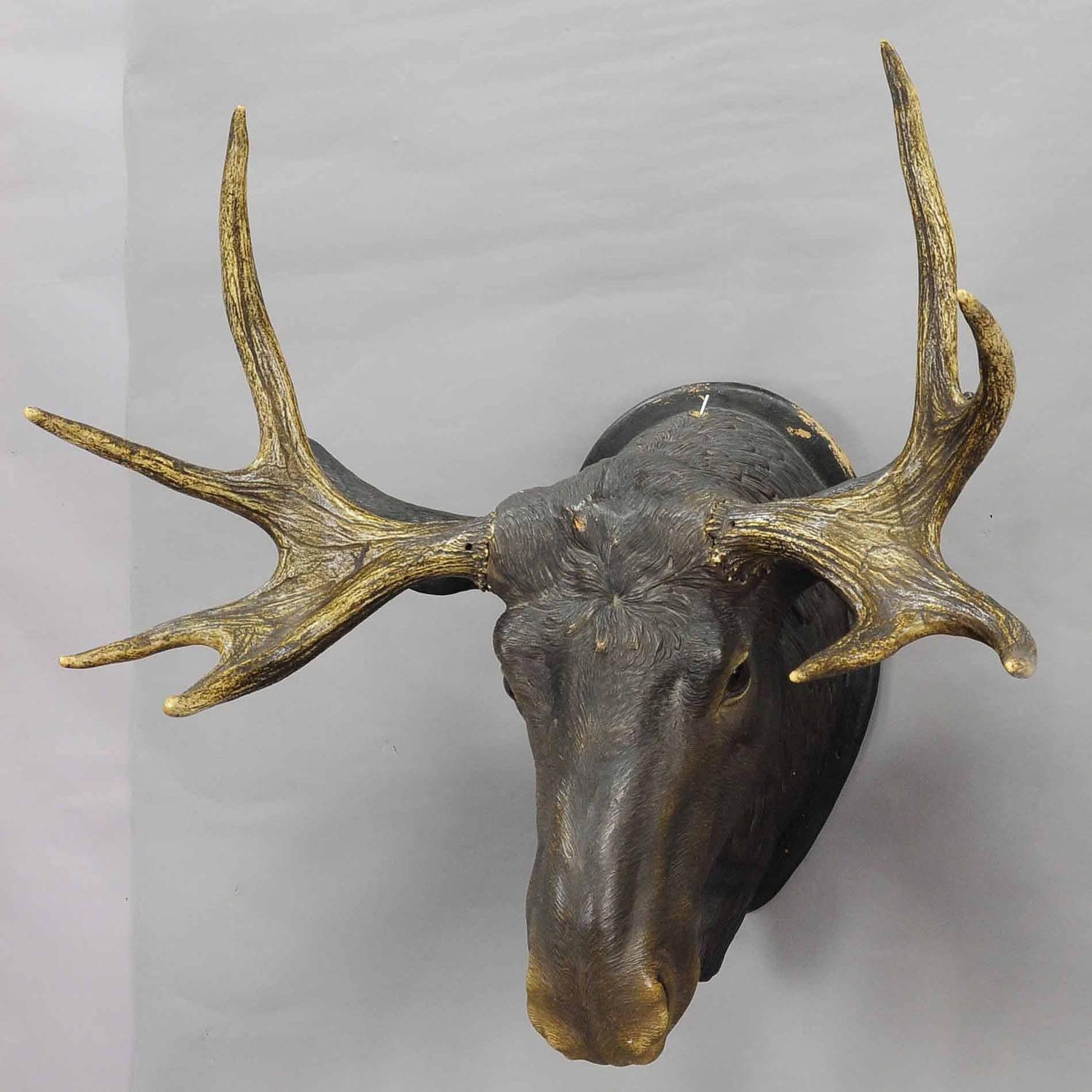 Livesize Plaster Elk Head with Real Antlers For Sale at 1stdibs