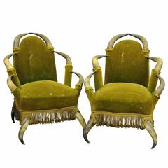 Pair of Antique Bull Horn Chairs, Austria, 1870 11