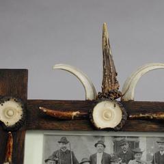 Cabin Style Frame with Antler Decoration and Antique Print