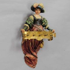 Expressive Carved Victorian Lady Key Holder, circa 1880