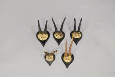 Five Antique Black Forest Trophies with Heart Plaques