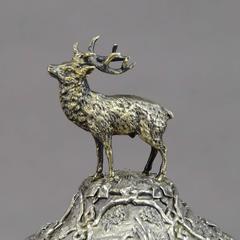 Great Handcrafted Sterling Goblet with Hunting Scenes, Vienna, circa 1900