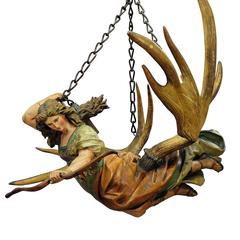 Very Large Antique Goddess of Hunt Lusterweibchen 7