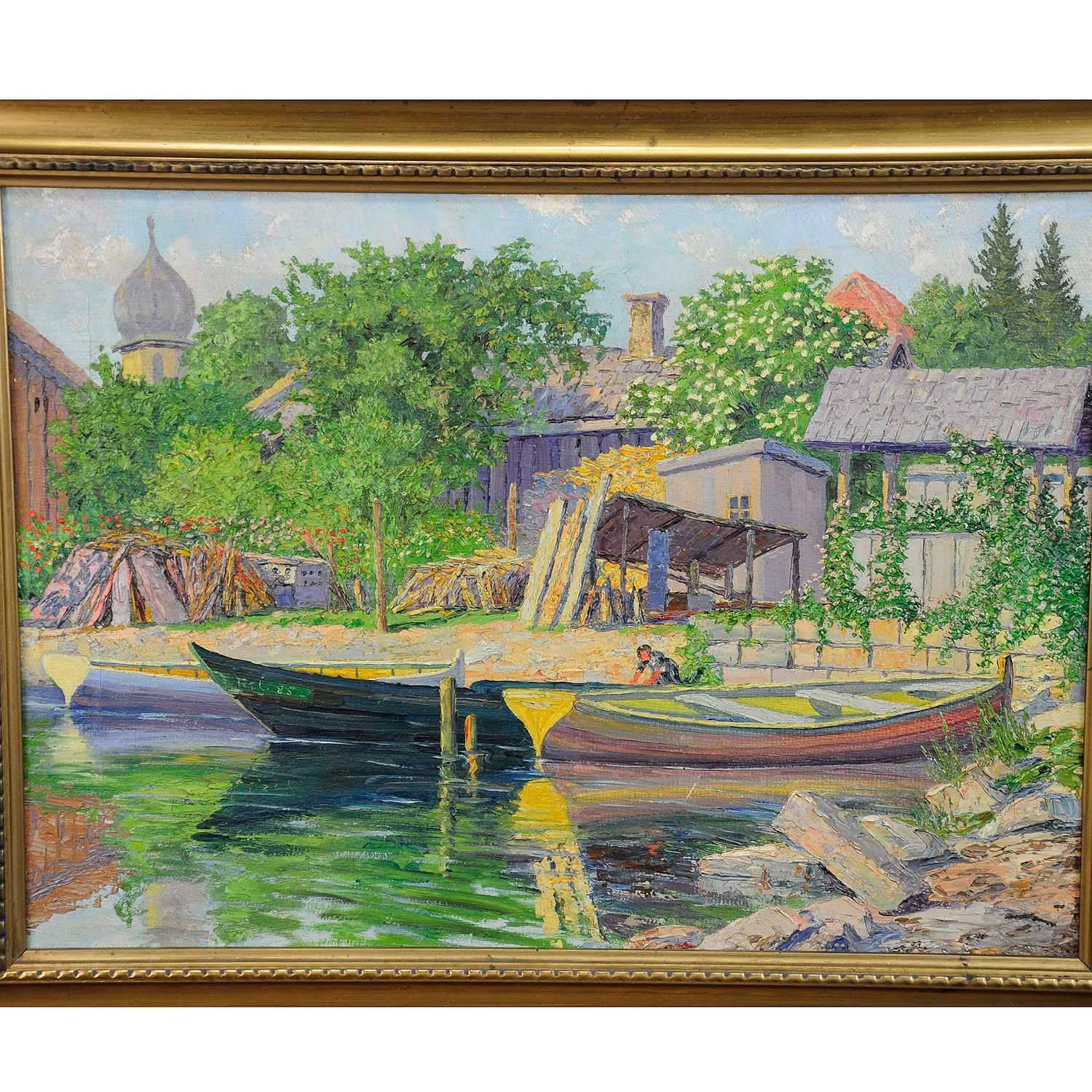 H. Pfahlmer:: Impressionistische Boote auf dem Chiemsee bei München:: 1924 (Deutsch)