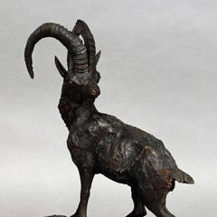 Antique Brienz Wood Carved Ibex Sculpture