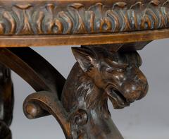Marble Cocktail Table with Carved Wood Gargoyle Feet