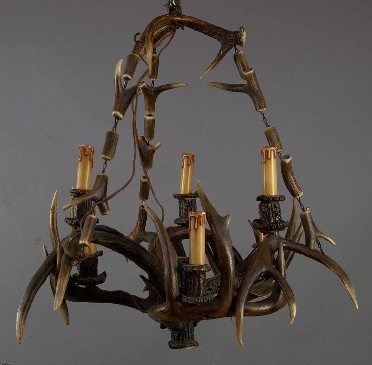 Rustic Black Forest Antler Chandelier For Sale at 1stdibs