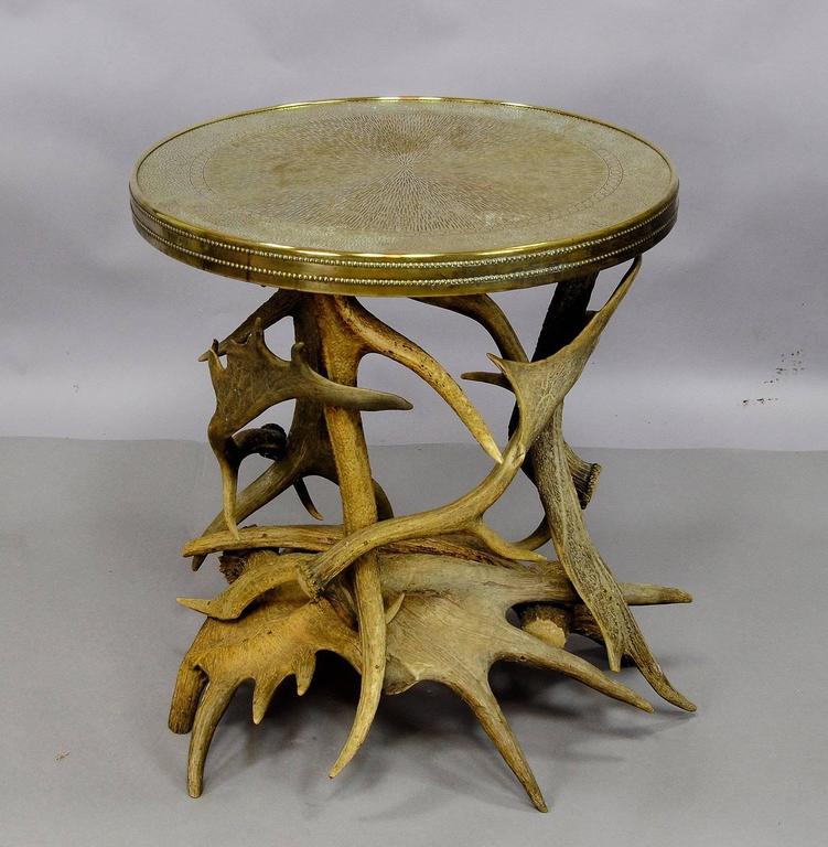 Log Cabin Antler Side Table at 1stDibs