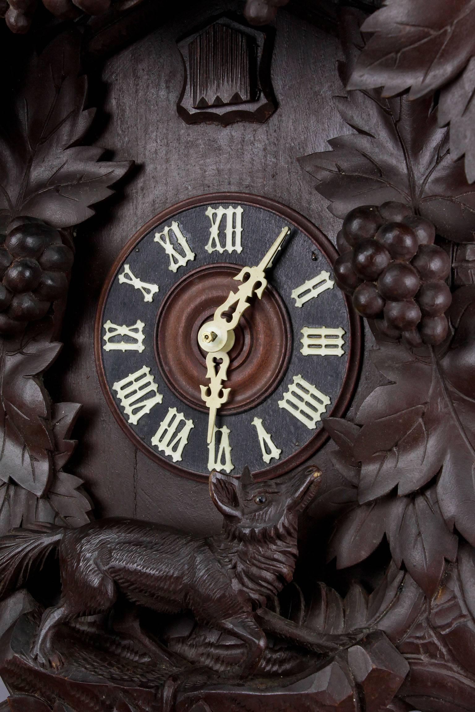 Antique Black Forest Carved Wood Cuckoo Clock 1