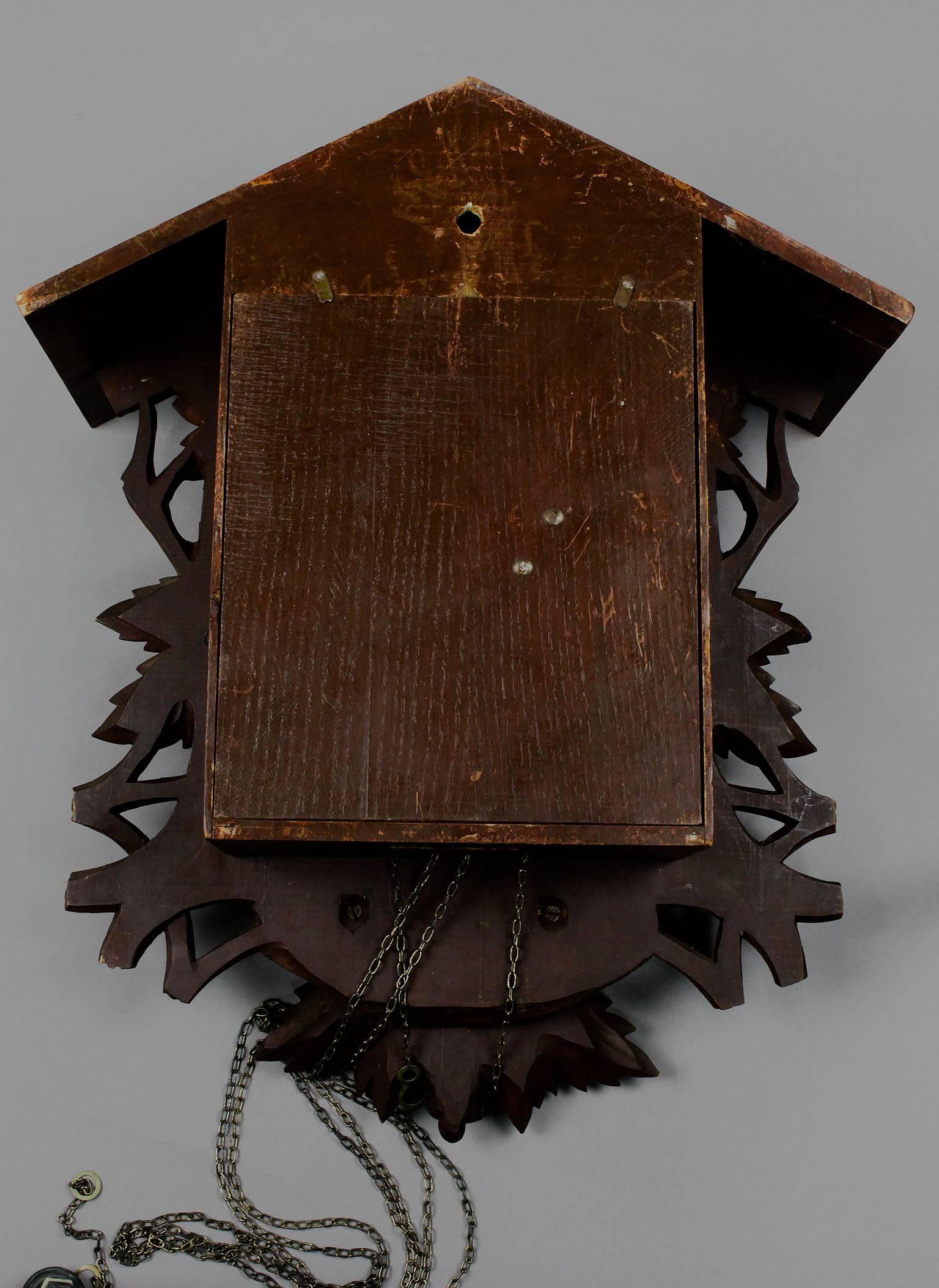 20th Century Antique Black Forest Carved Wood Cuckoo Clock