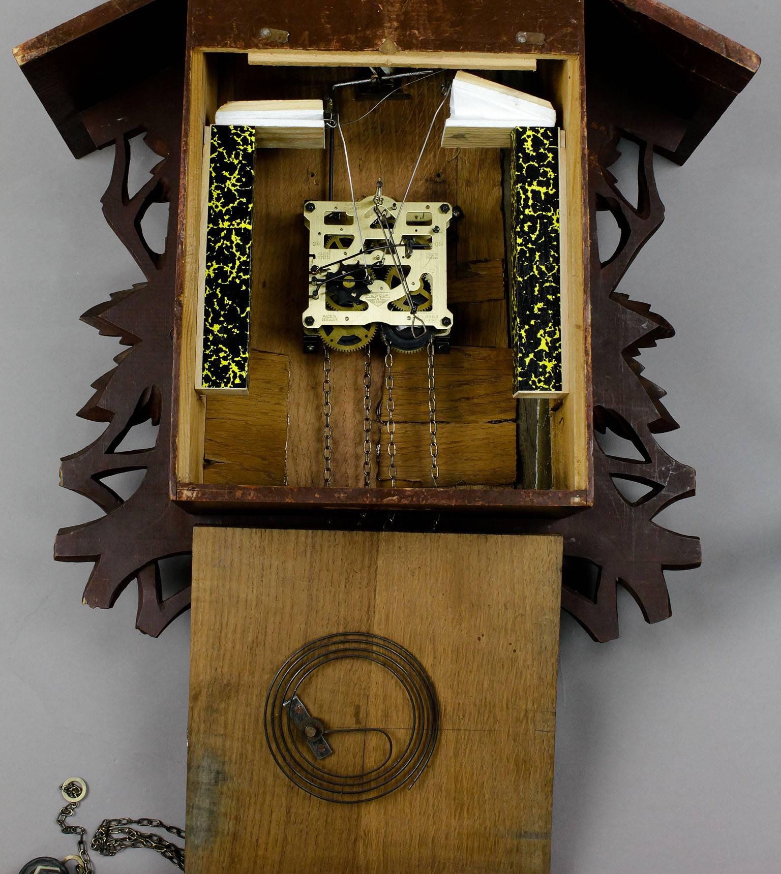 Antique Black Forest Carved Wood Cuckoo Clock 2