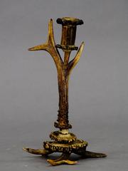 Two Antique Rustic Antler Candleholders