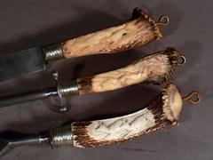 Three-Piece Carved Horn Serving Flatware, 1920