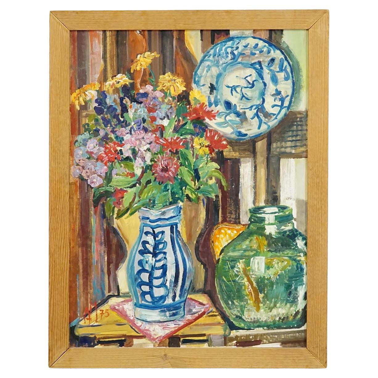 Peinture à l'huile impressionniste de nature morte, Alexander Michael 1975 en vente