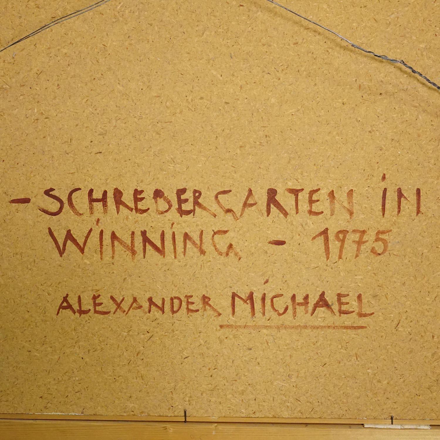 Alexander Michael Ölgemälde eines lebhaften Sonnenblumenfeldes 1975 (Ende des 20. Jahrhunderts) im Angebot