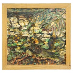 Alexander Michael Oil Painting of a Pont with Water Lilies 1972