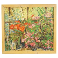 Alexander Michael Peinture à l'huile d'un cactus en fleur, Allemagne 1974