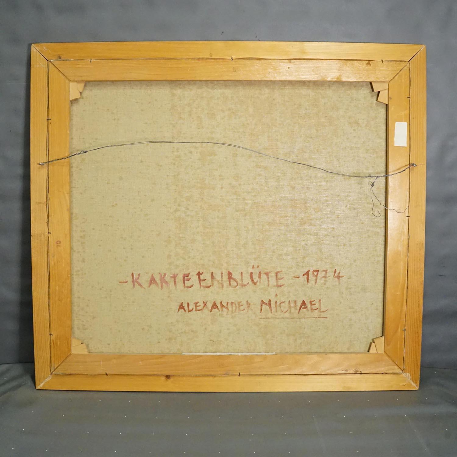Alexander Michael Ölgemälde eines blühenden Kaktus, Deutschland 1974 (Ende des 20. Jahrhunderts) im Angebot