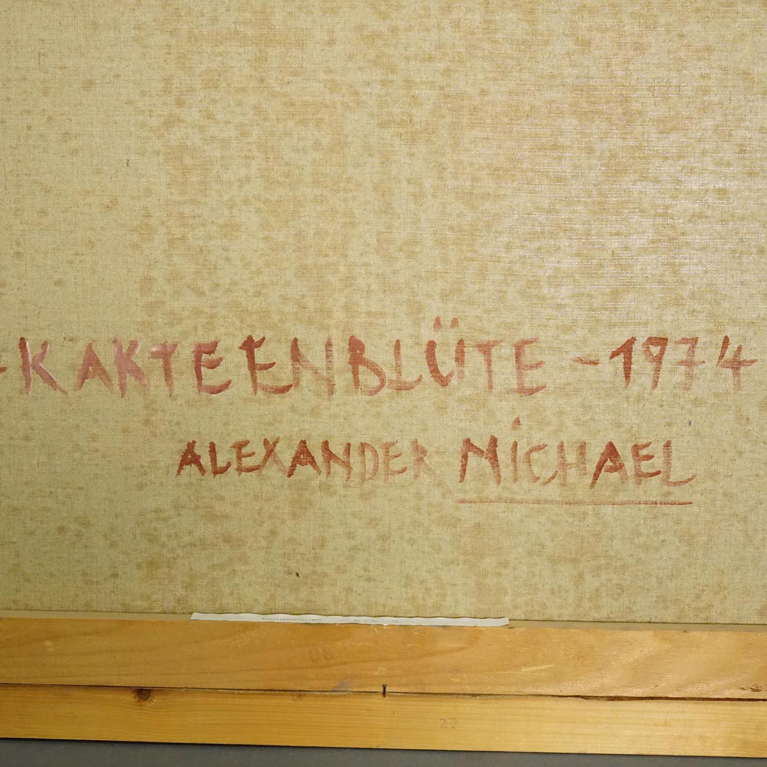 Alexander Michael Ölgemälde eines blühenden Kaktus, Deutschland 1974 (Holz) im Angebot