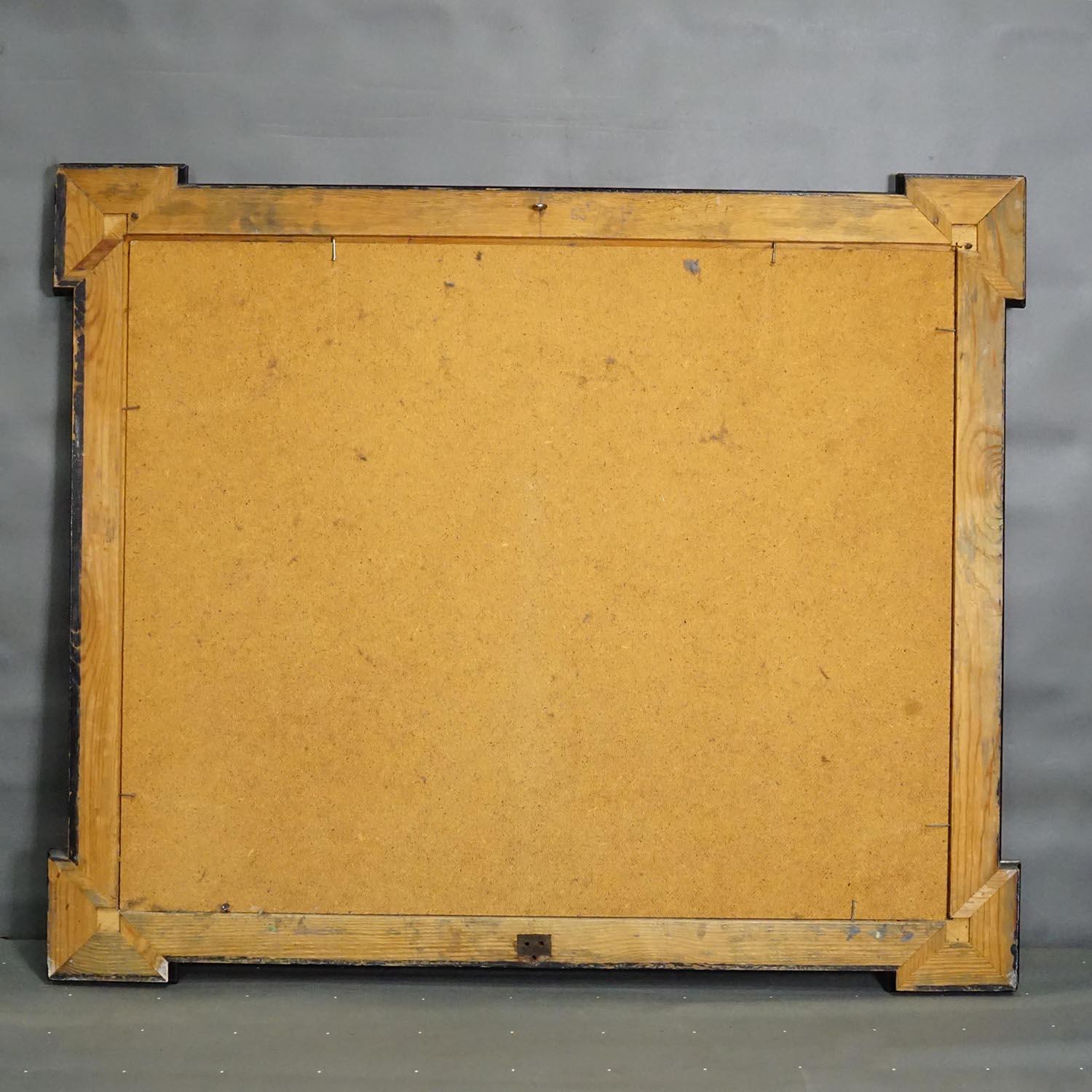 Vintage Ölgemälde des winterlichen Viktualienmarktes in München (Holz) im Angebot