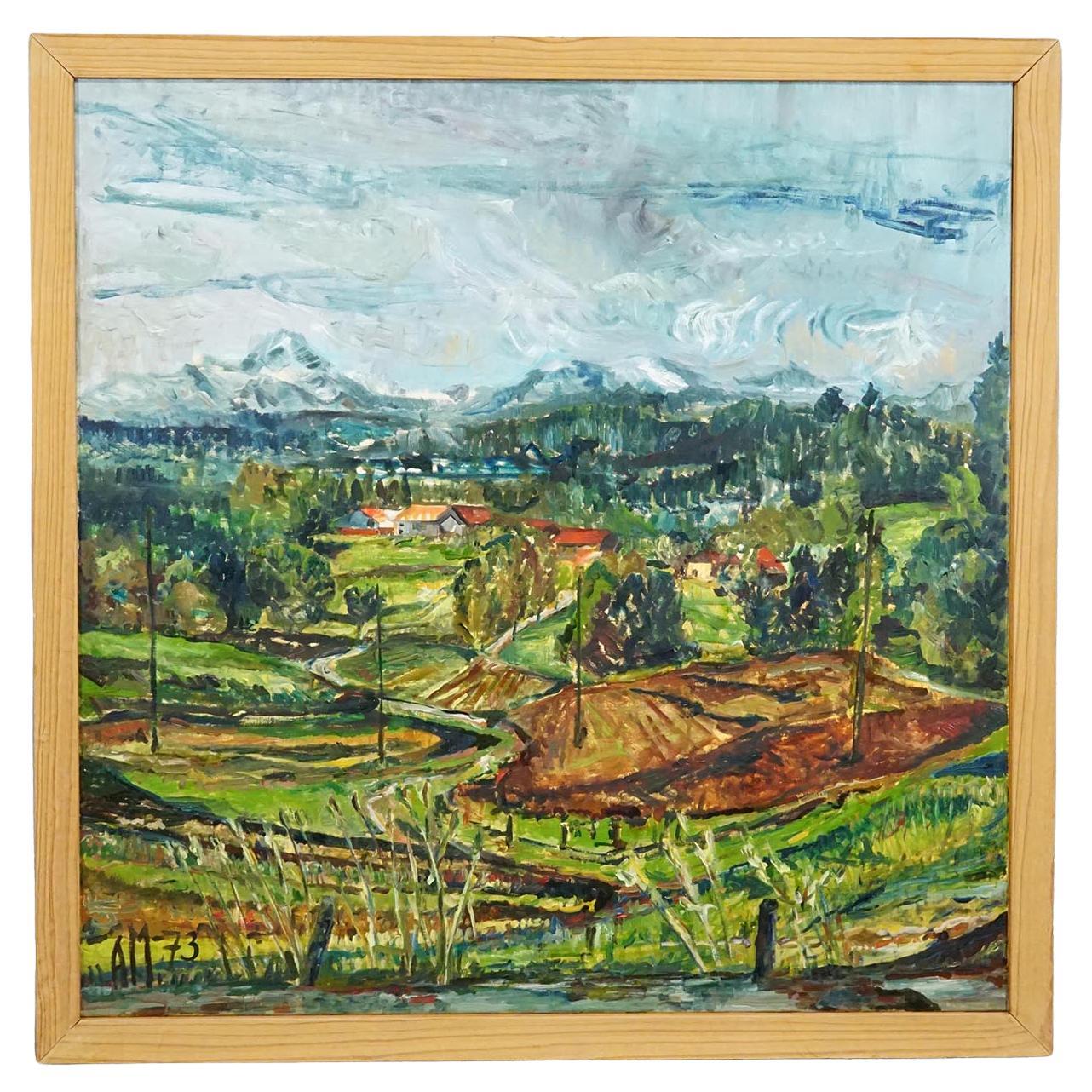 Alexander Michael Peinture à l'huile des Préalpes 1973 en vente