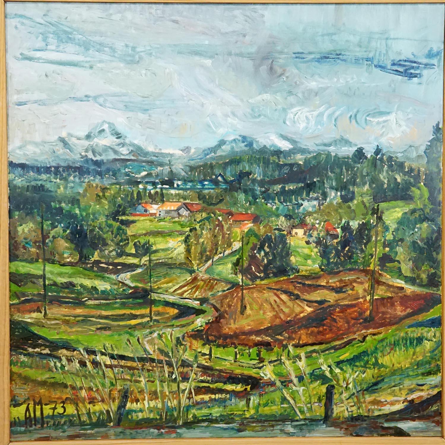 Autre Alexander Michael Peinture à l'huile des Préalpes 1973 en vente