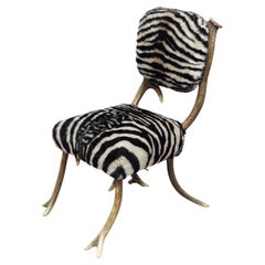 Black Forest Antler Parlor Chair with Fur Cover 19th century