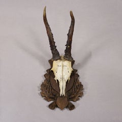 Vintage Black Forest Red Deer Trophy on Carved Plaque, Germany 1941