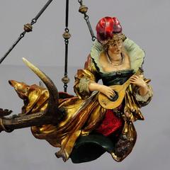 Lovely Antique Lusterweibchen of a Lute Playing Lady