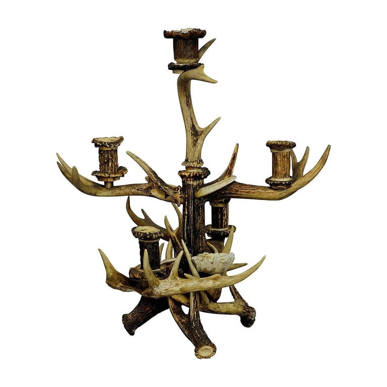 Great Black Forest Cabin Decor Antler Candelabra Circa 1900 For