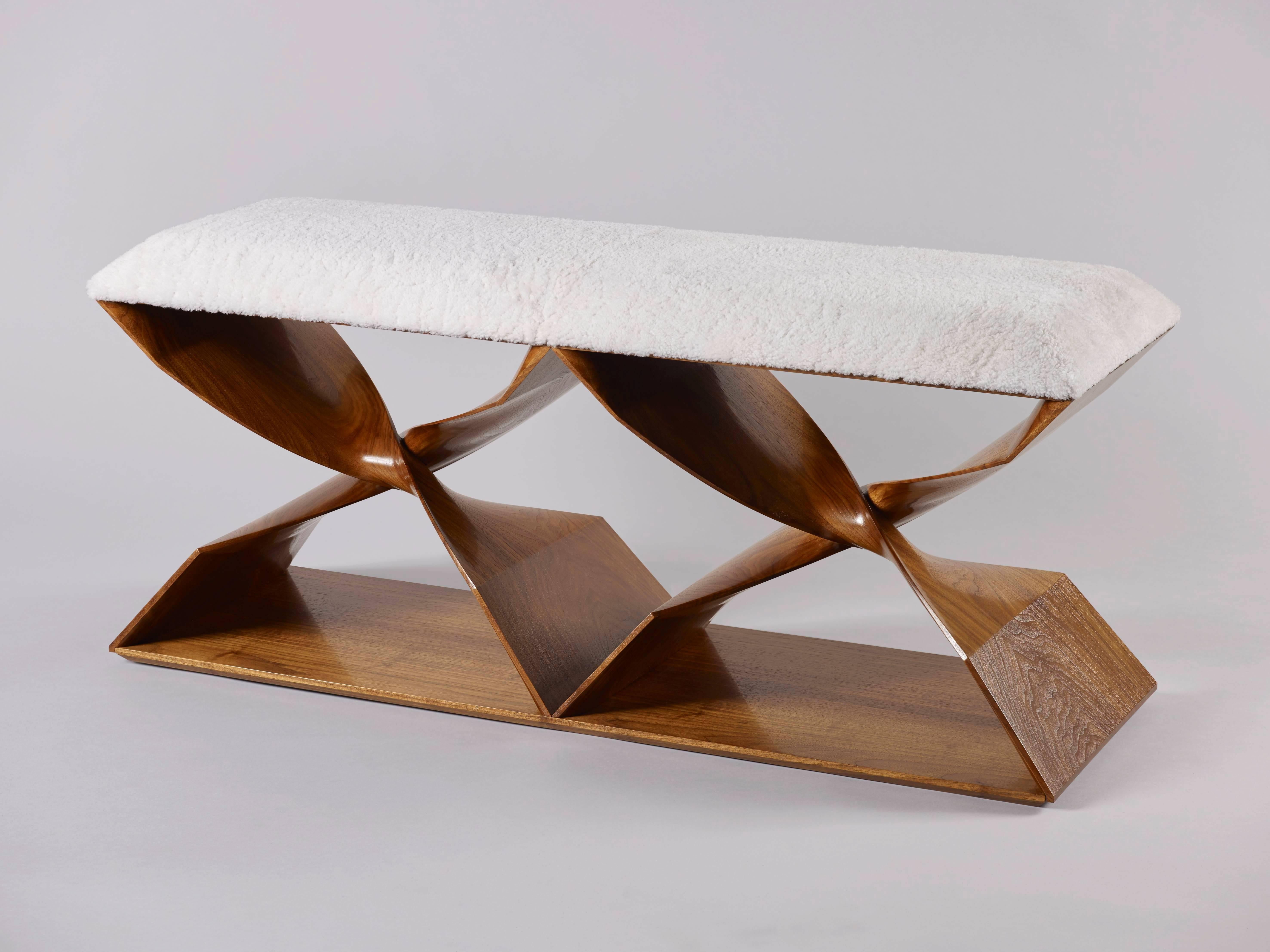 ‘Sculptural Twist Bench' Two Seats in Walnut by Carol Egan In Excellent Condition In Paris, FR