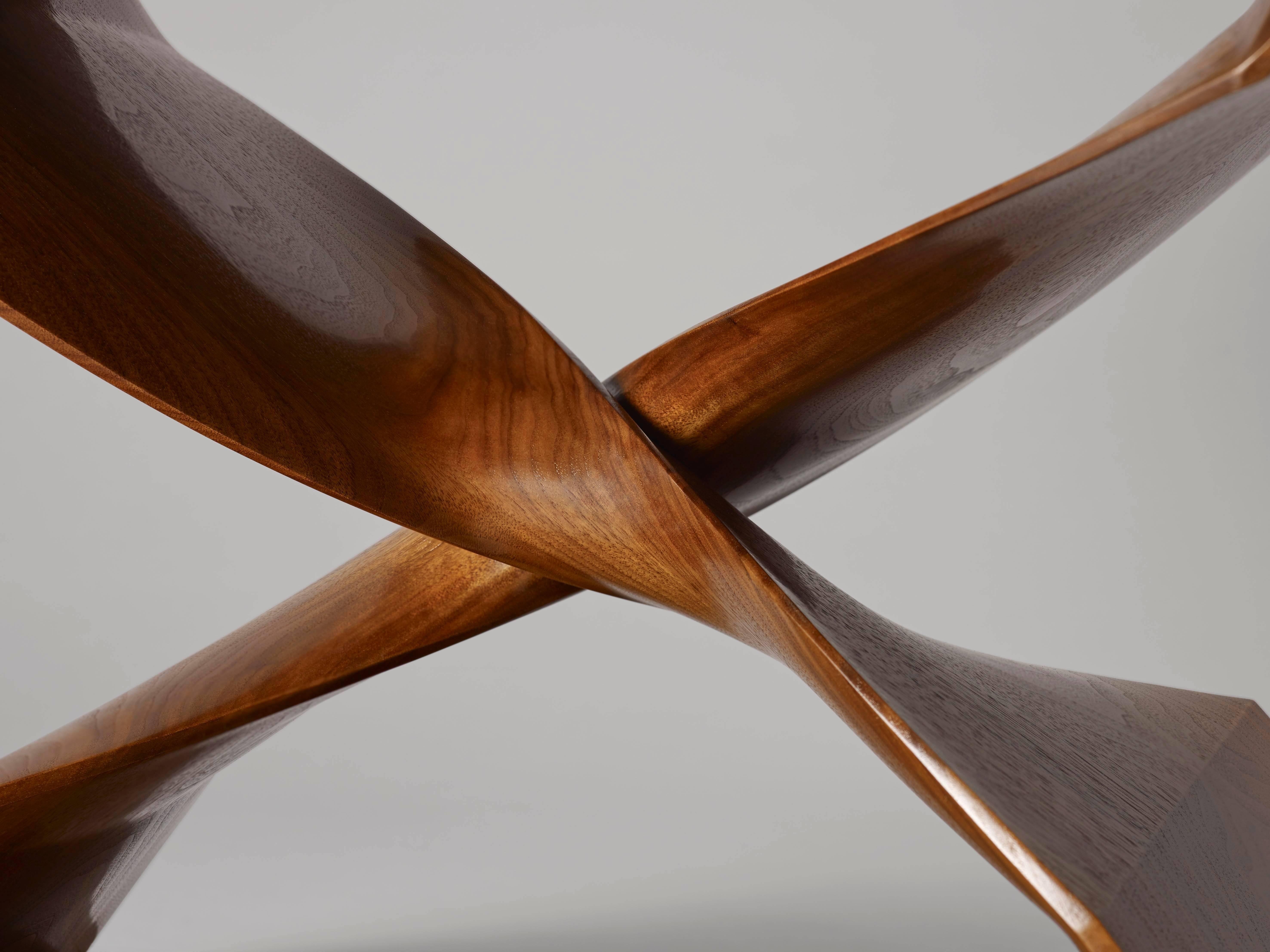 Contemporary ‘Sculptural Twist Bench' Two Seats in Walnut by Carol Egan