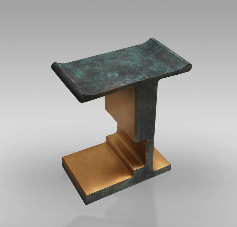 ‘XiangSheng Side Table 1‘, an Oxidized and Brushed Bronze Table by