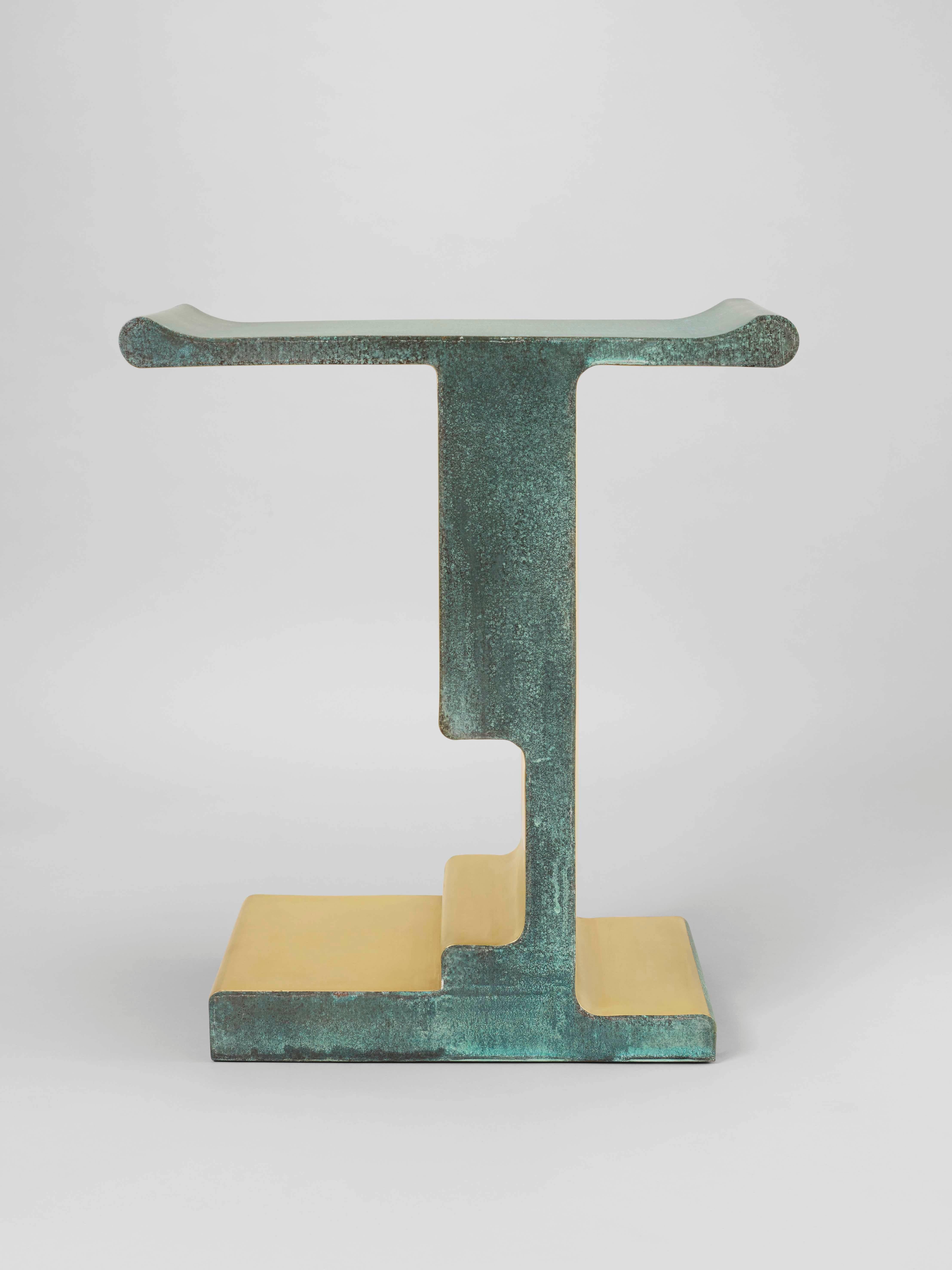 Brushed ‘XiangSheng I'Side Table #1, Bronze with an Etruscan Green Patina by Studio MVW  For Sale