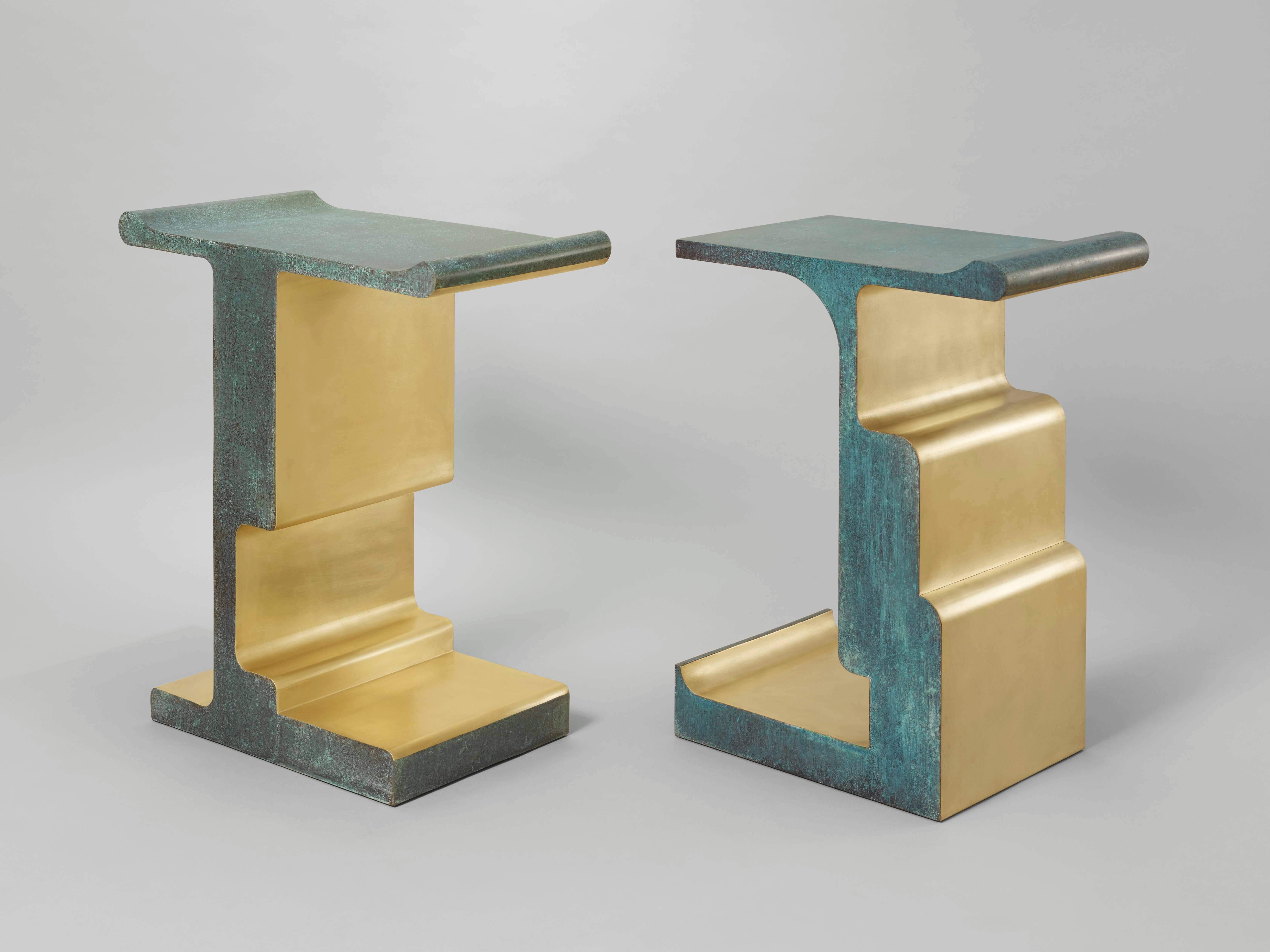 Contemporary ‘Xiangsheng Side Table #2', an Oxidized and Brushed Bronze Table by Design MVW