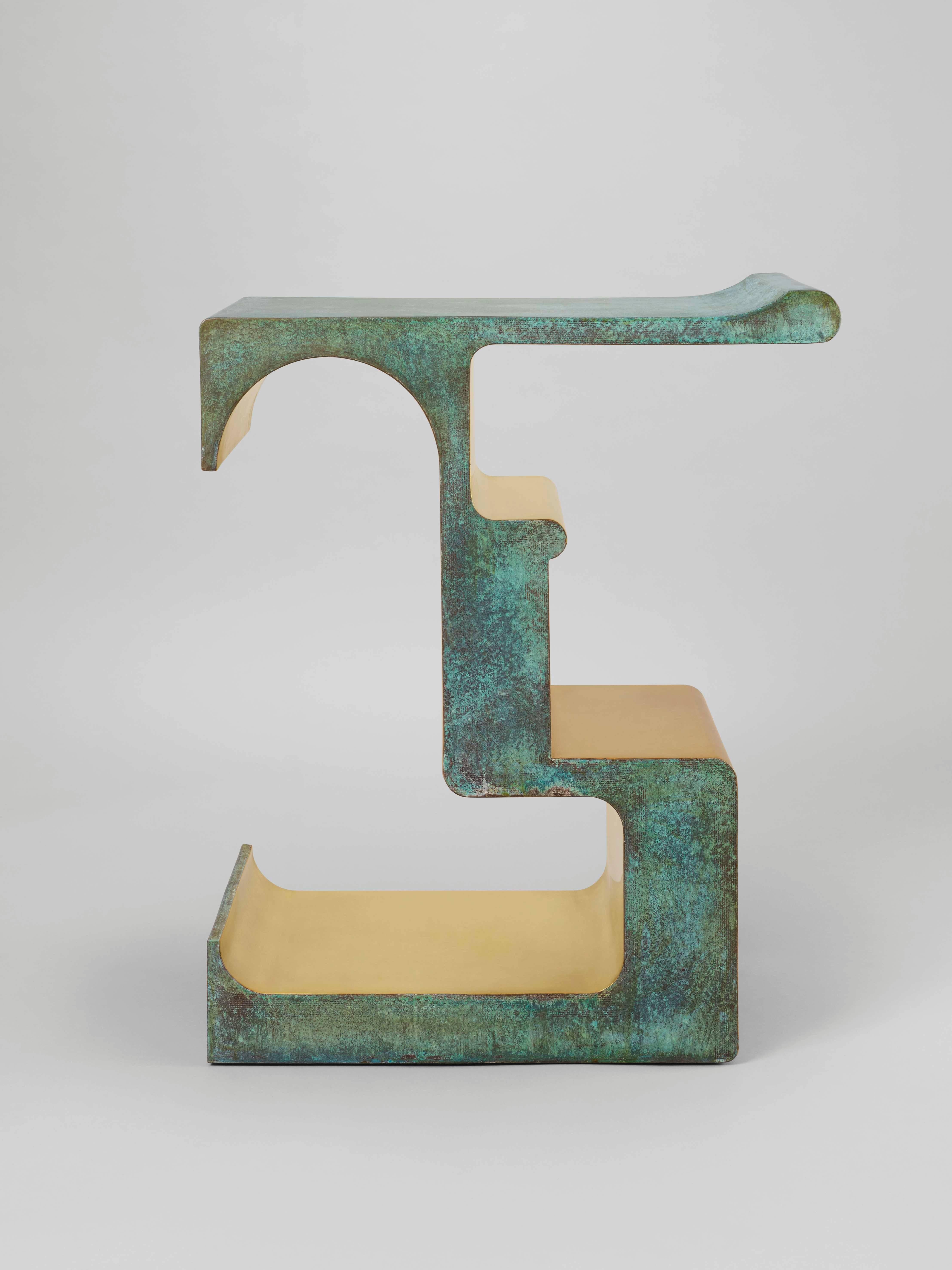 Chinese XiangSheng I Side Table #3, Bronze with an Etruscan Green Patina by Studio MVW  For Sale