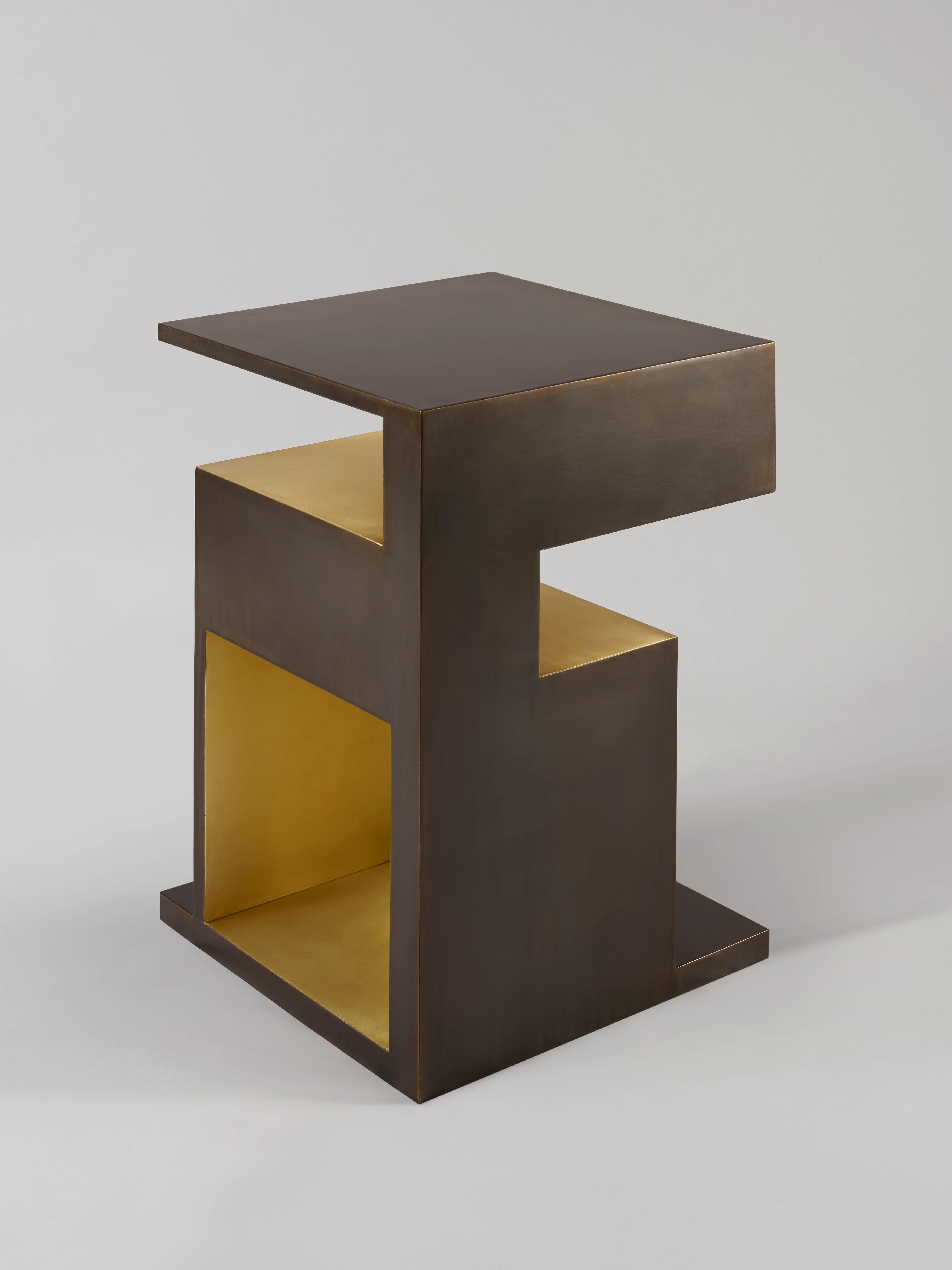 Chinese ‘XiangSheng II' Side Table in Bronze with an Intense Brown Patina by Studio MVW  For Sale