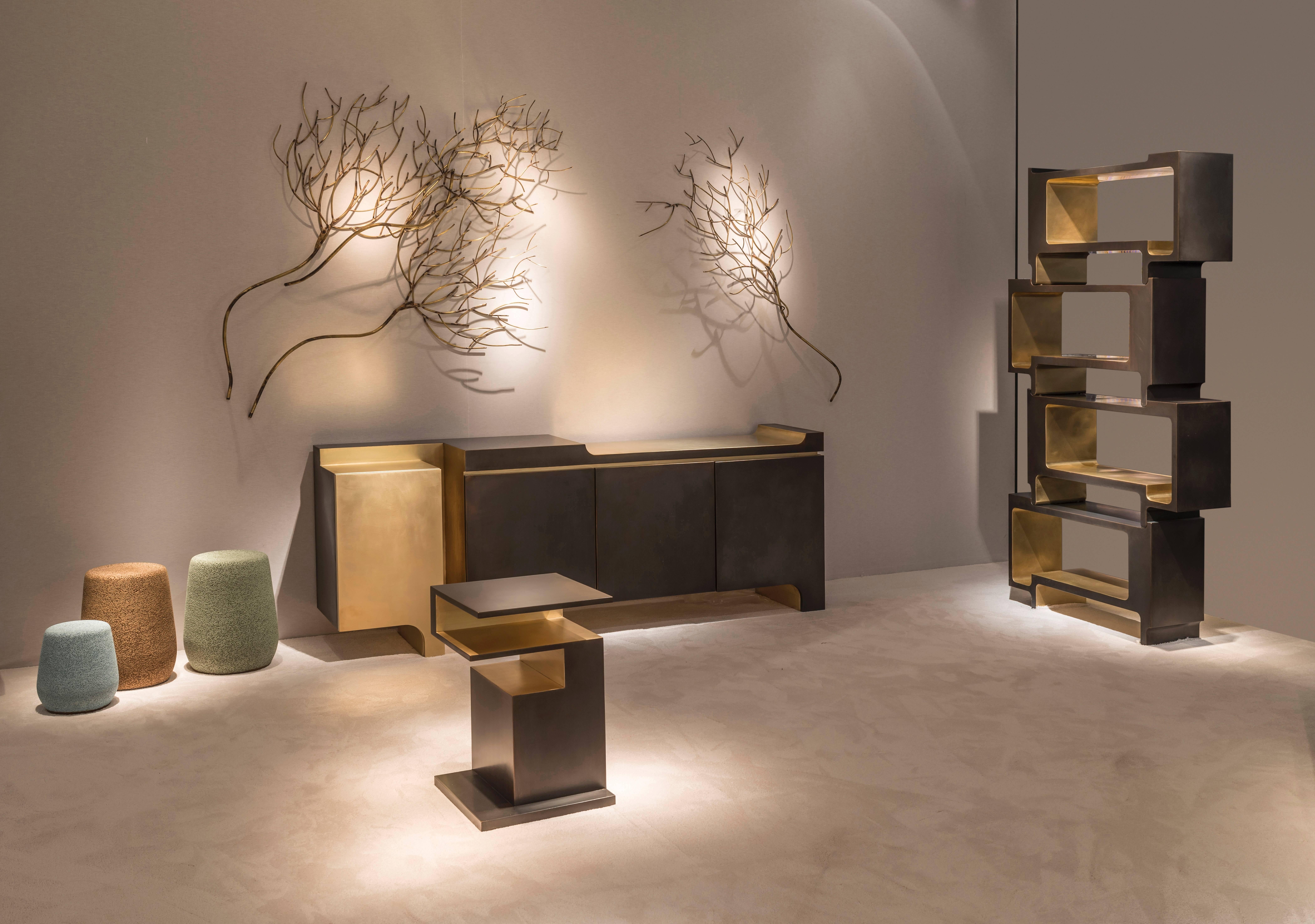 „Xiangsheng II Regaleinheit“, ein modulares Bronze-Bücherregal und Raumteiler (Gebürstet) im Angebot