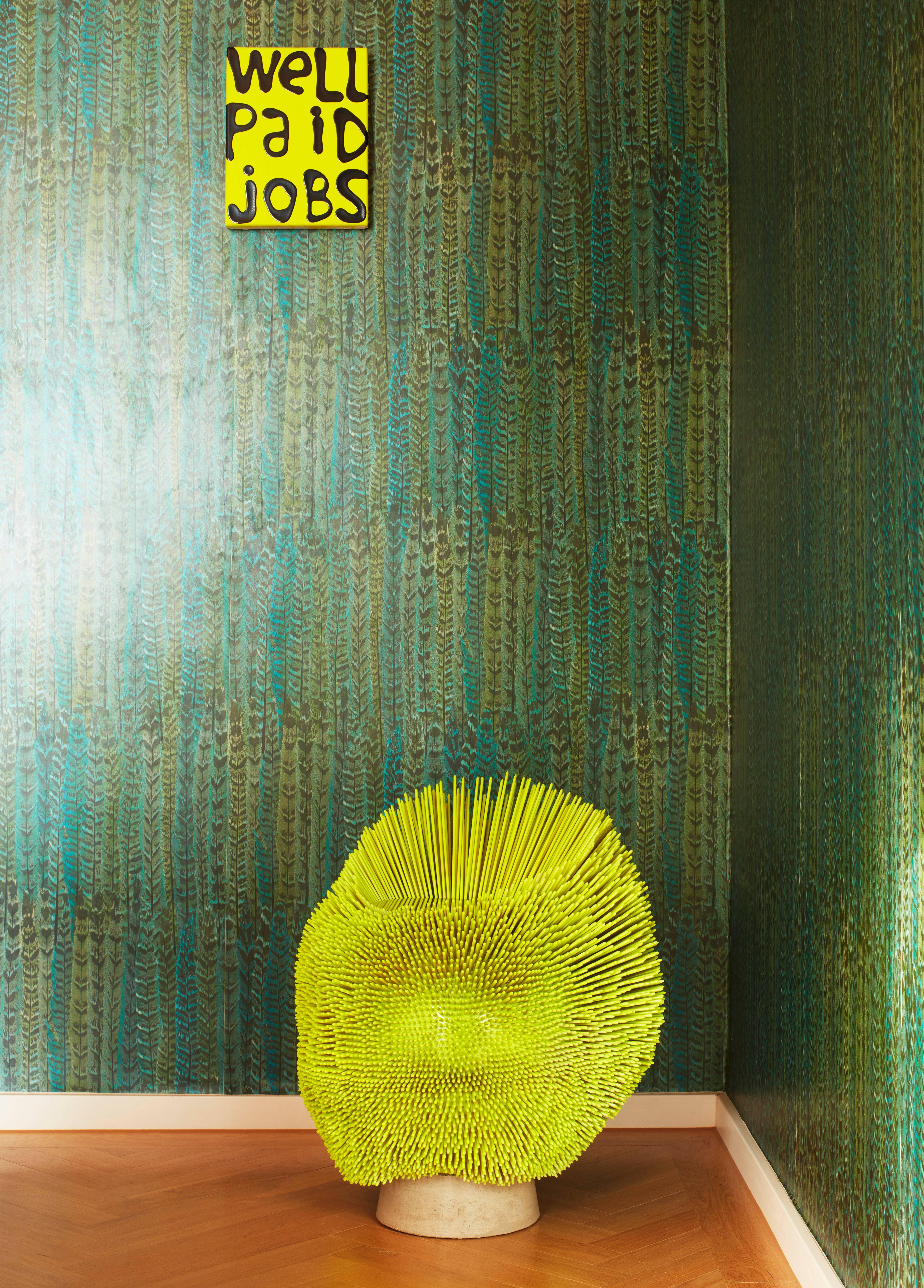 Brushed Bright Yellow 'Sea Anemone' Side Table by Pia Maria Raeder  
