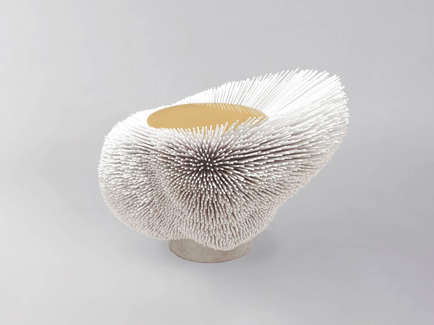 Brushed 'Sea Anemone' Side Table Handcrafted by Pia Maria Raeder For Sale