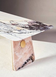 Natural Pink Jade and Burman Marble Table by Much Acclaimed Duo Studio MVW