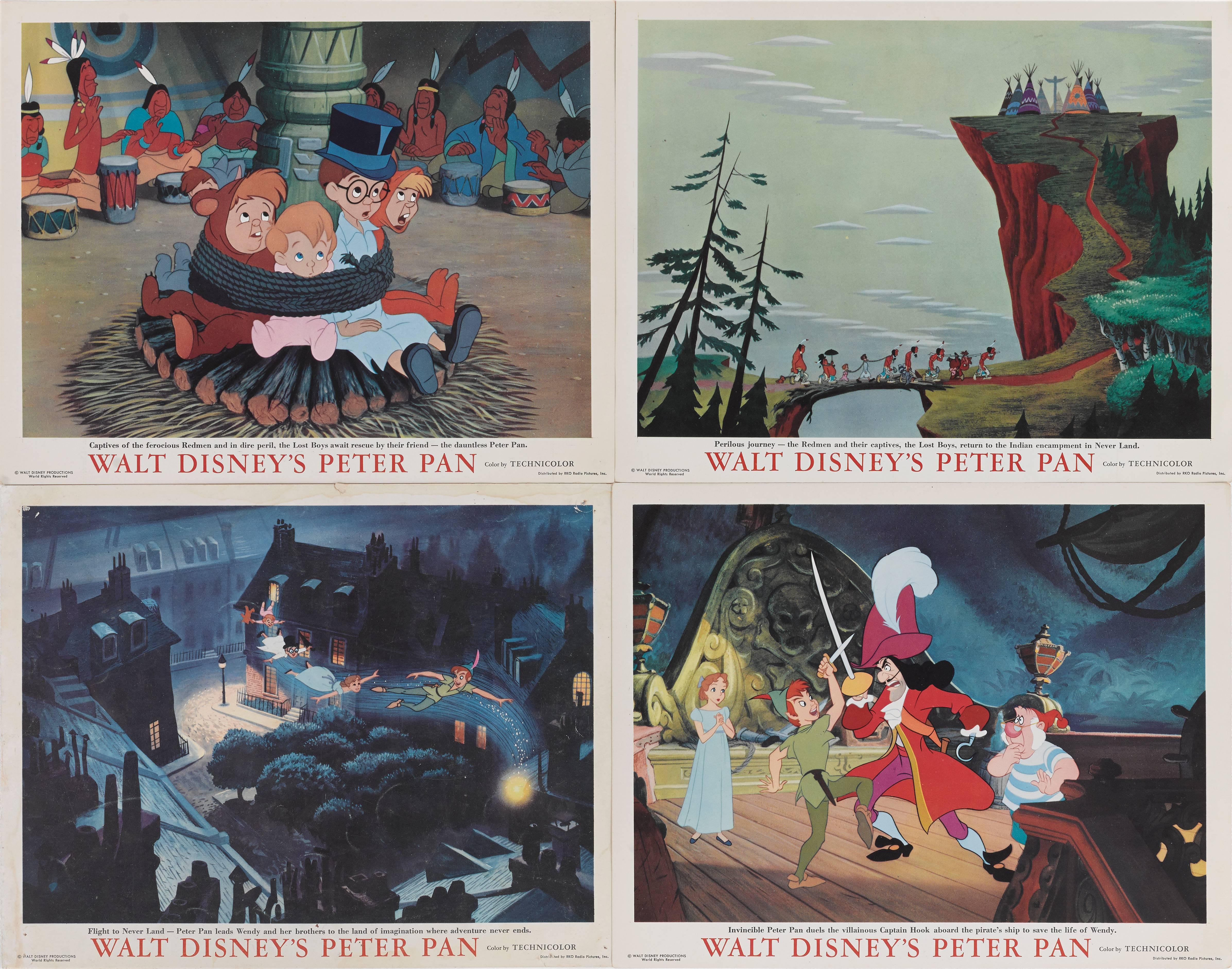Original US Lobby card set for Disney's 1953 Classic Animation.
Normally the studio's produced eight card Lobby card sets. However they went to town on this movie and produced this special ten card set.