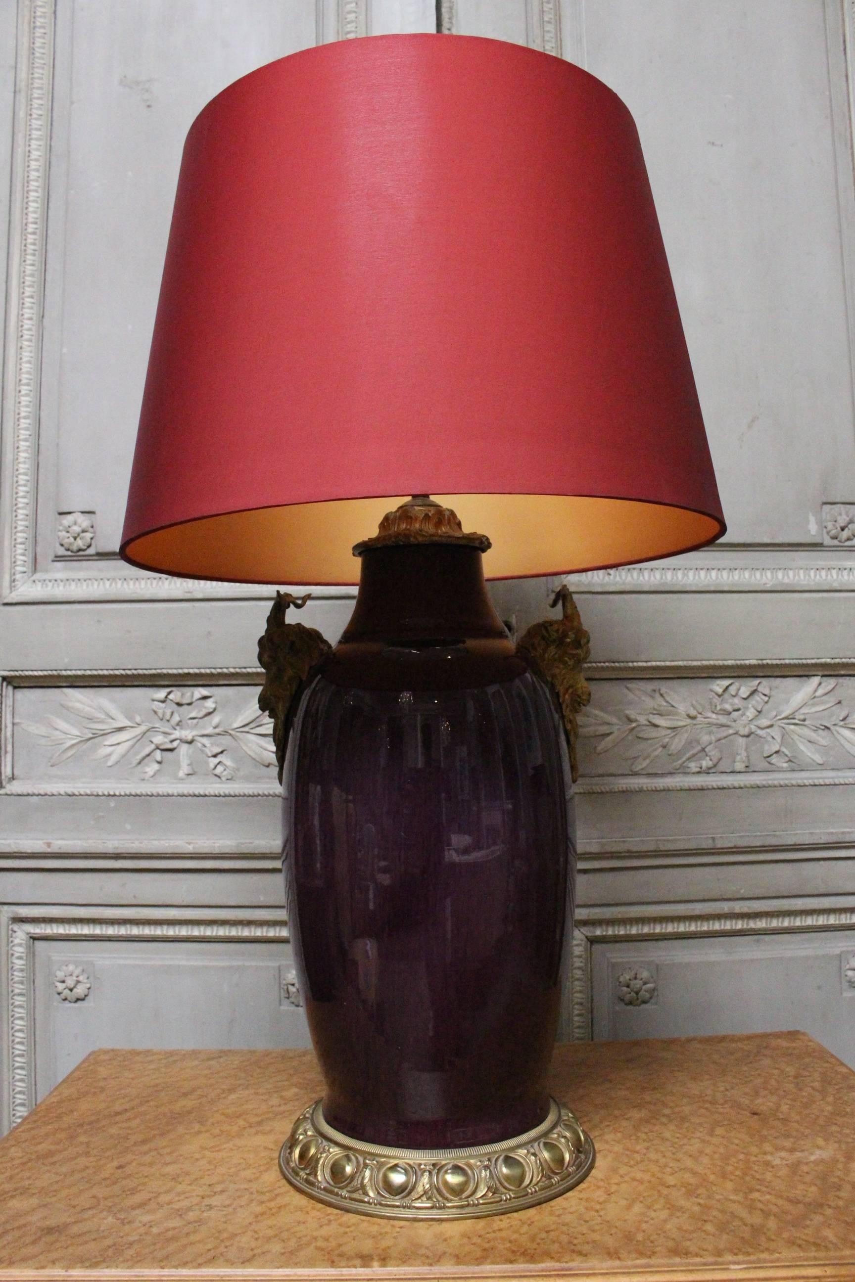 Louis XVI Large Chinese Porcelain Vase with French Bronze Mounts, Fitted as a Lamp