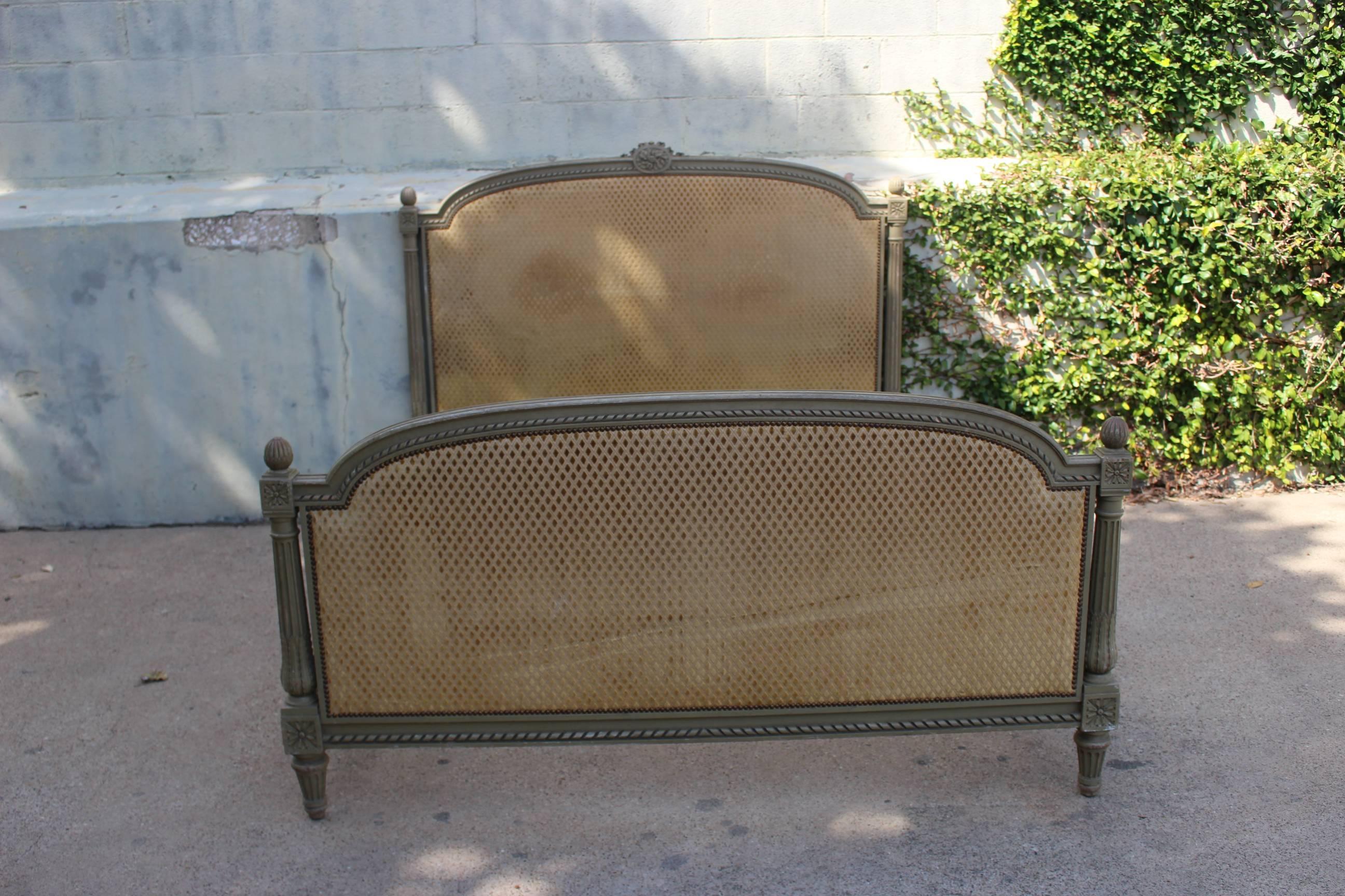 French Louis XVI Style Bed with a Painted Finish 3