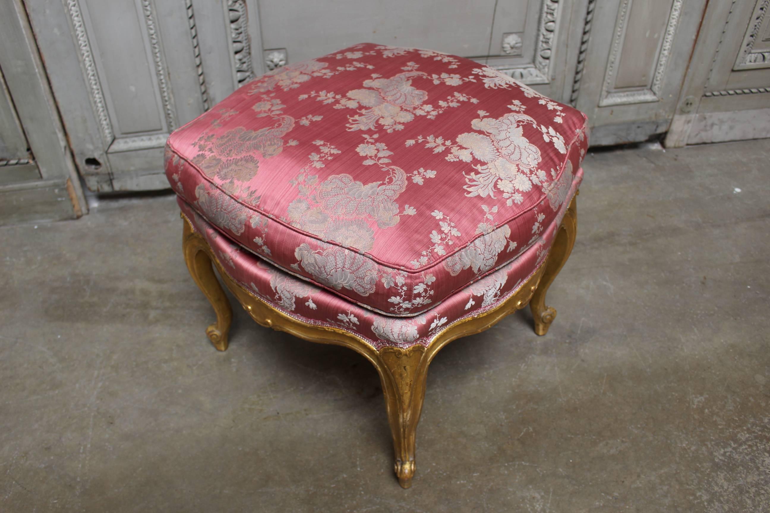 French Louis XV Style Tabouret with a Gold Leaf Finish 1
