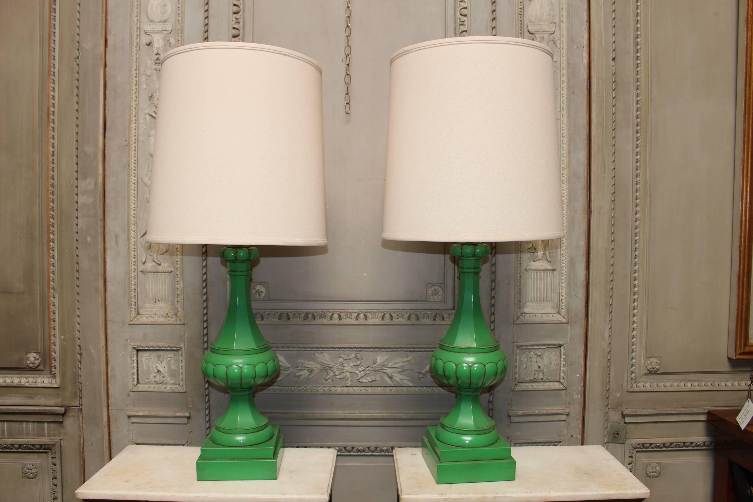 A pair of Italian painted tole lamp bases