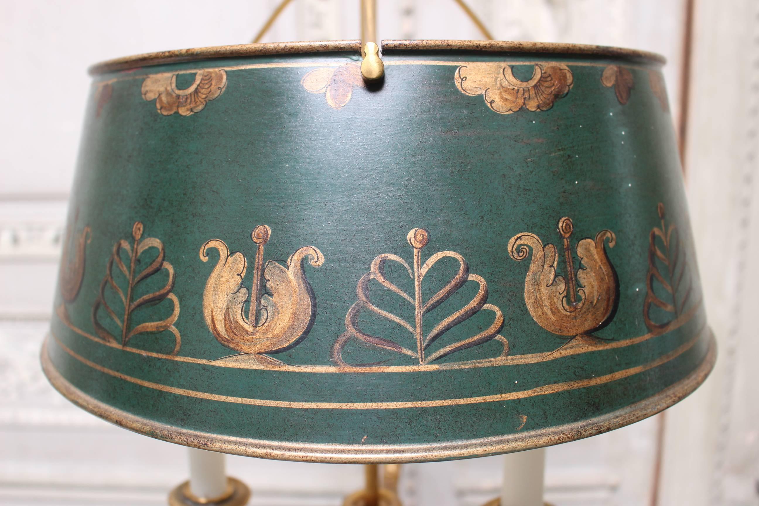 Louis XVI A French Bronze and Tole Bouillotte Lamp