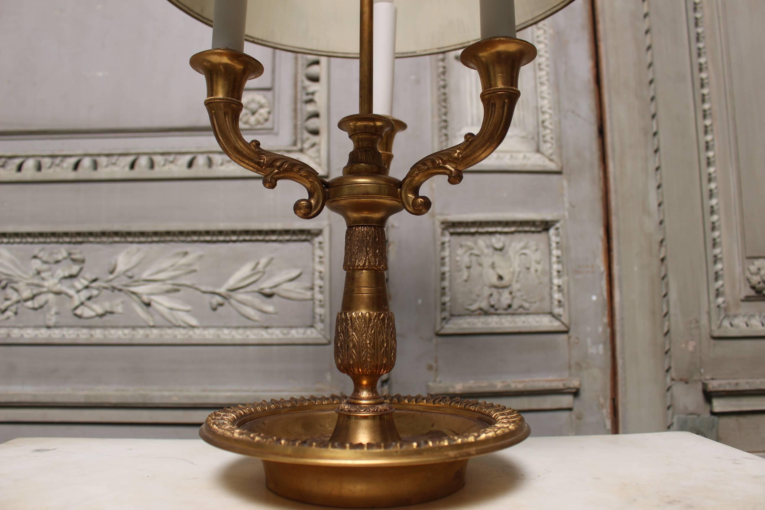 20th Century A French Bronze and Tole Bouillotte Lamp